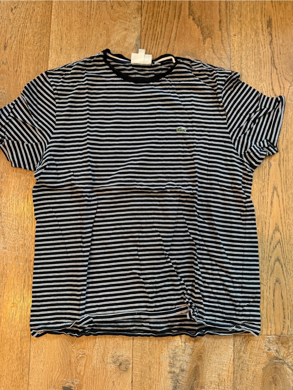 Lacoste Black & White Striped Short Sleeve Crew Tee